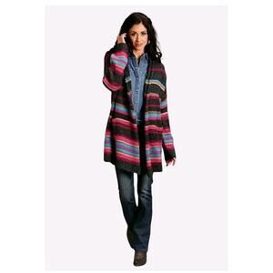 Stetson western Cardigan women's Sz XL Striped Oversized Knit Open-Front Sweater